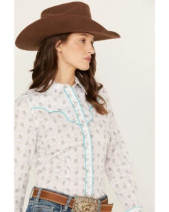 Rock & Roll Denim Women's Floral Long Sleeve Pearl Snap Western Shirt -Country Clothing Store 2000387593 100 P2