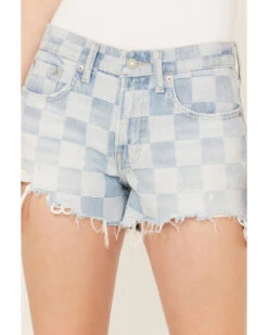 Lucky Brand Women's Light Wash Speedway Checkered Mid Rise Distressed Shorts -Country Clothing Store 2000388111 412 P2