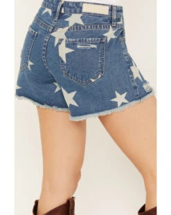 Rock & Roll Denim Women's Light Wash High Rise Star Print Americana Denim Shorts -Country Clothing Store 2000388115 412 P4