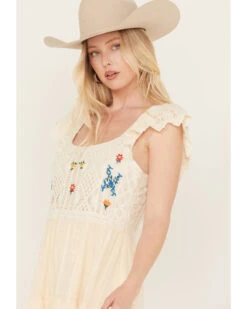 Miss Me Women's Floral Crochet Flutter Sleeveless Tier Mini Dress -Country Clothing Store 2000389765 101 P2