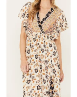 Angie Women's Flutter Sleeve Floral Border Print Dress -Country Clothing Store 2000391056 900 P3