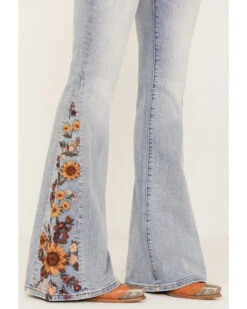 Driftwood Women's Light Wash High Rise Falling Sunflower Flare Jeans -Country Clothing Store 2000392194 412 P2