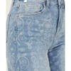 Ceros Women's Medium Wash High Rise Paisley Printed Wide Leg Straight Stretch Jeans -Country Clothing Store 2000392259 414 P2