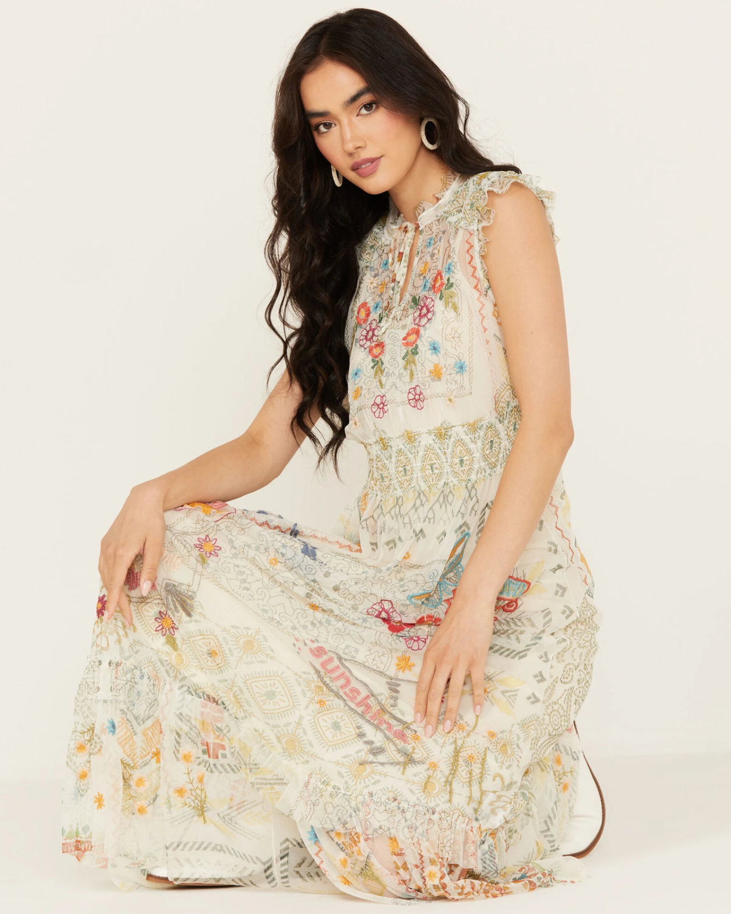 Johnny Was Women's Merida Sleeveless Mesh Midi Dress 4 Johnny Was Women's Merida Sleeveless Mesh Midi Dress - Image 2