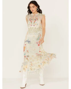 Johnny Was Women's Merida Sleeveless Mesh Midi Dress