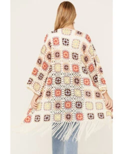 POL Women's Crochet Fringe Long Sleeve Kimono -Country Clothing Store 2000393569 900 P4