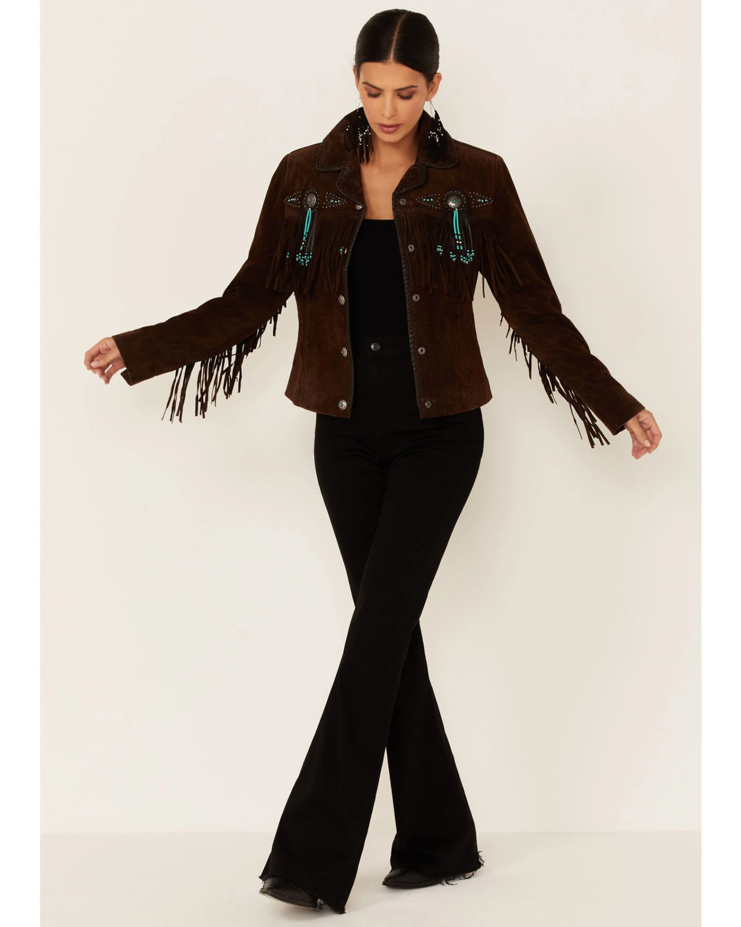 Scully Fringe & Beaded Boar Suede Leather Jacket 4 Scully Fringe & Beaded Boar Suede Leather Jacket - Image 2