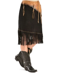 Kobler Leather Women's Leather & Fringe Sioux Suede Skirt -Country Clothing Store 225J32 89 P1