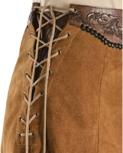 Kobler Leather Women's Choctaw Tooled Leather Lace-Up Suede Skirt